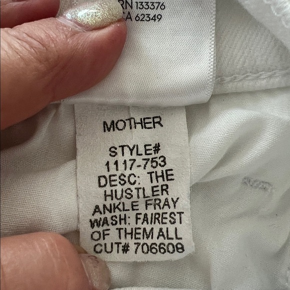 MOTHER The Hustler Ankle Fray Jeans White USA Stretch Size 27